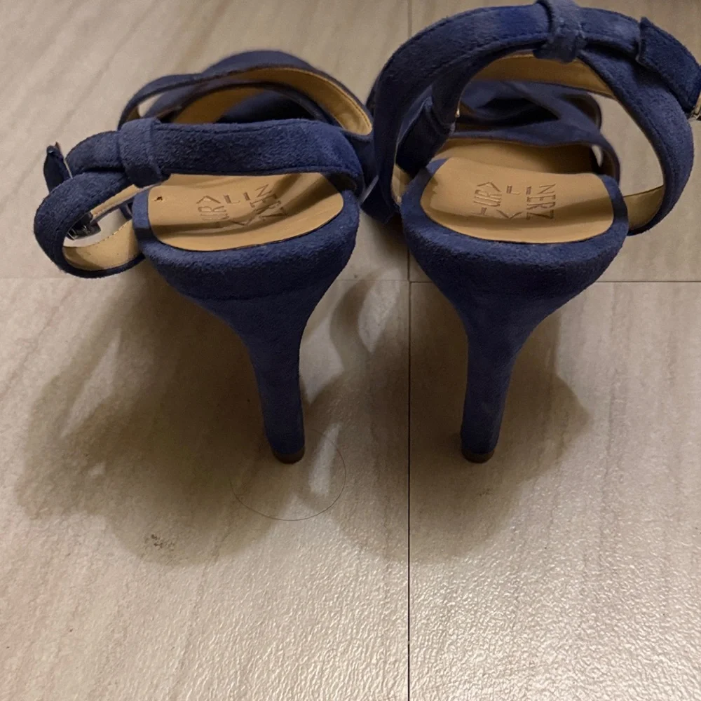 Zara Dark Blue Suede Sandals - Picture 3 of 4